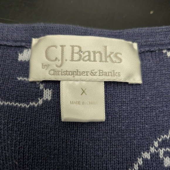 CJ Banks Womens X Floral Colorblock Zip Up Sweater Cottagecore Grannycore Demure - Picture 4 of 7